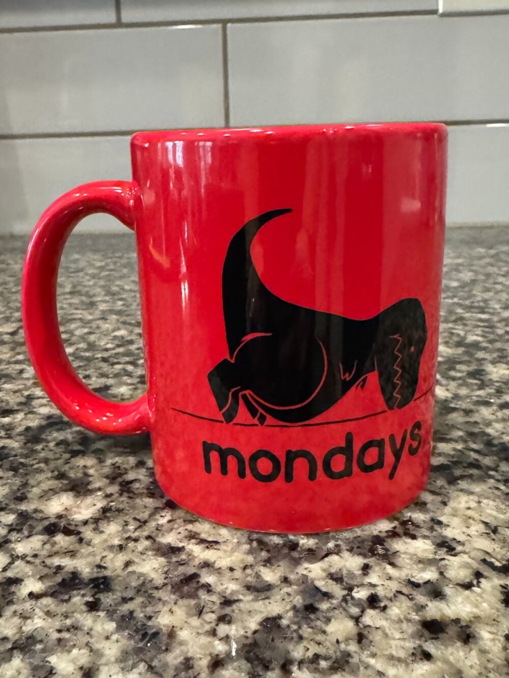 Monday Gift-T Rex Gift - Sad TRex & Mondays Red Ceramic Mug Cup Humorous